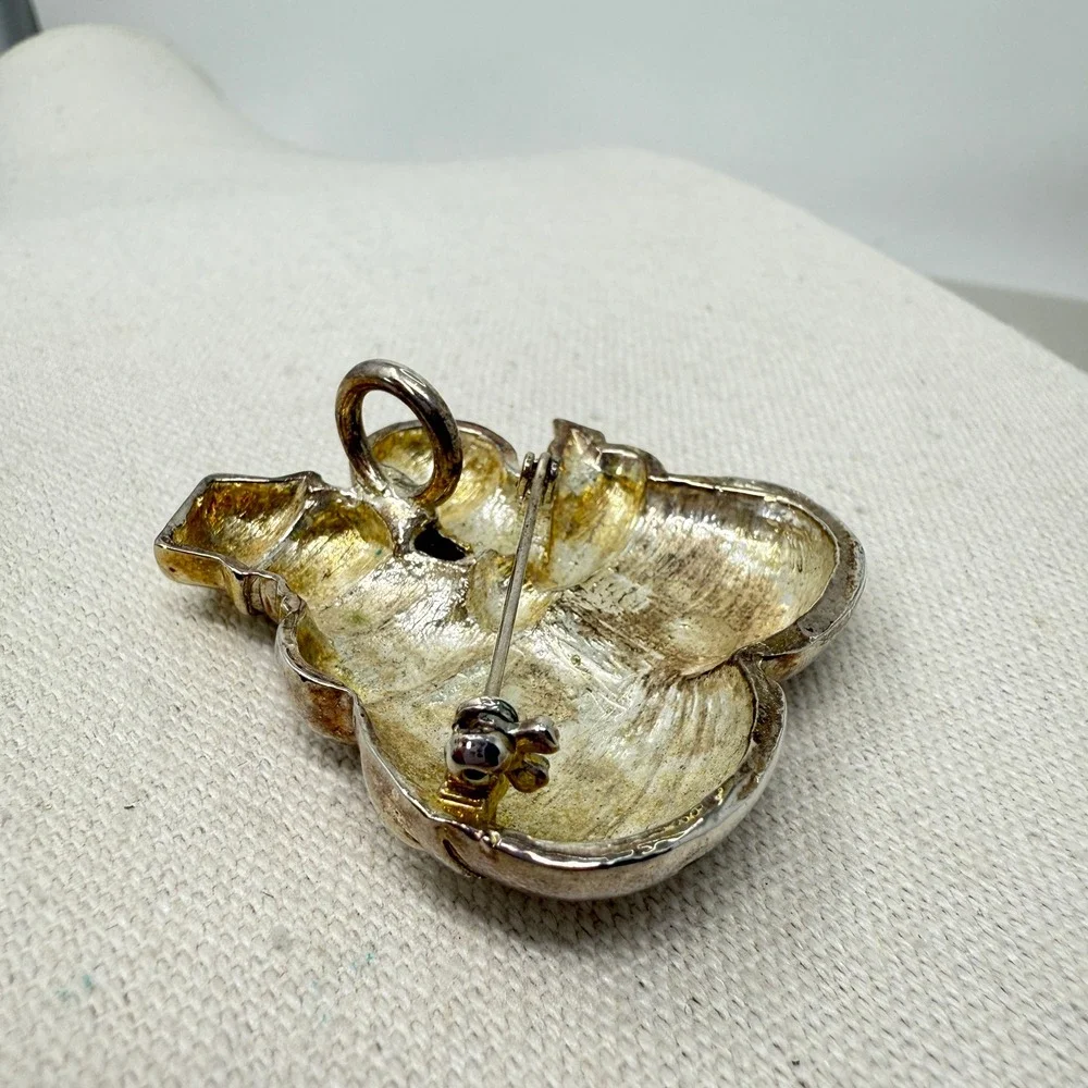 Christmas Brooch Snowman Couple Vintage‎ Silver Tone Holiday Pin Jewelry